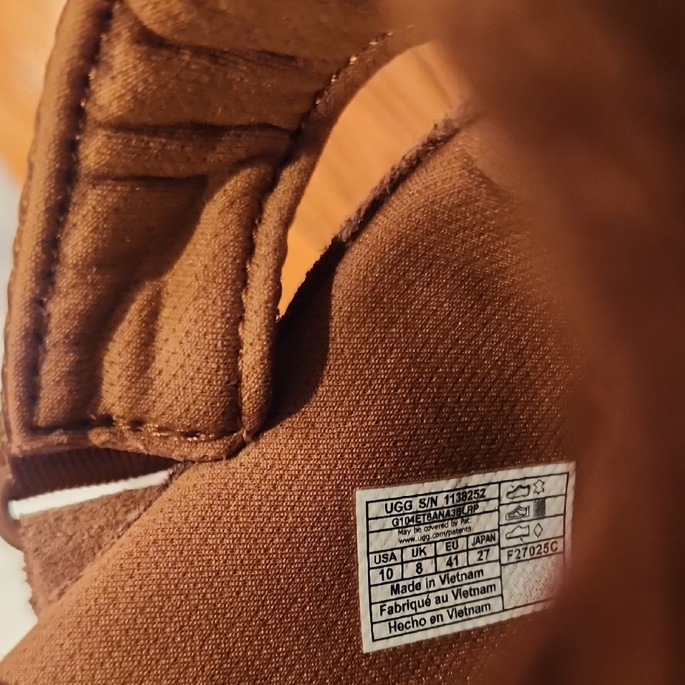 UGG Brown Leather Slip-On Clogs with Buckle Detail - Picture 4 of 5